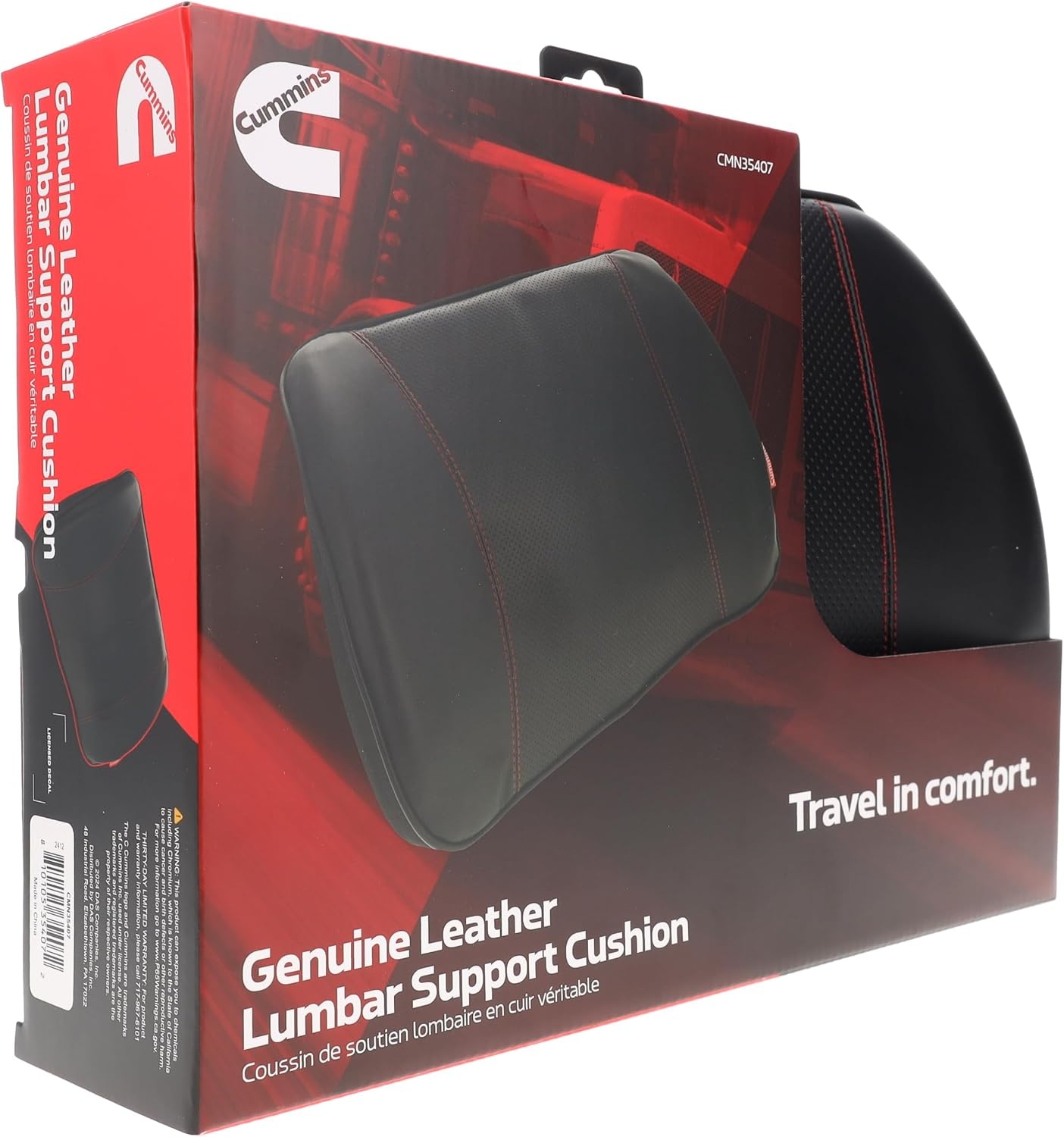 Cummins Leather Memory Foam Seat Cushion Spinal Support – Office Chair Cushion and Car Truck Accessory
