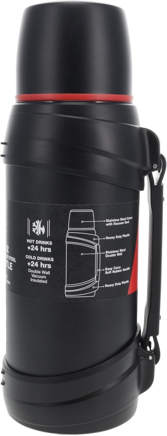 Cummins CMNTHERMOSSS Large 2-Liter Stainless Steel Insulated Water Bottle 67-Ounce Vacuum-Insulated Thermal-Chrome and Red(Black)