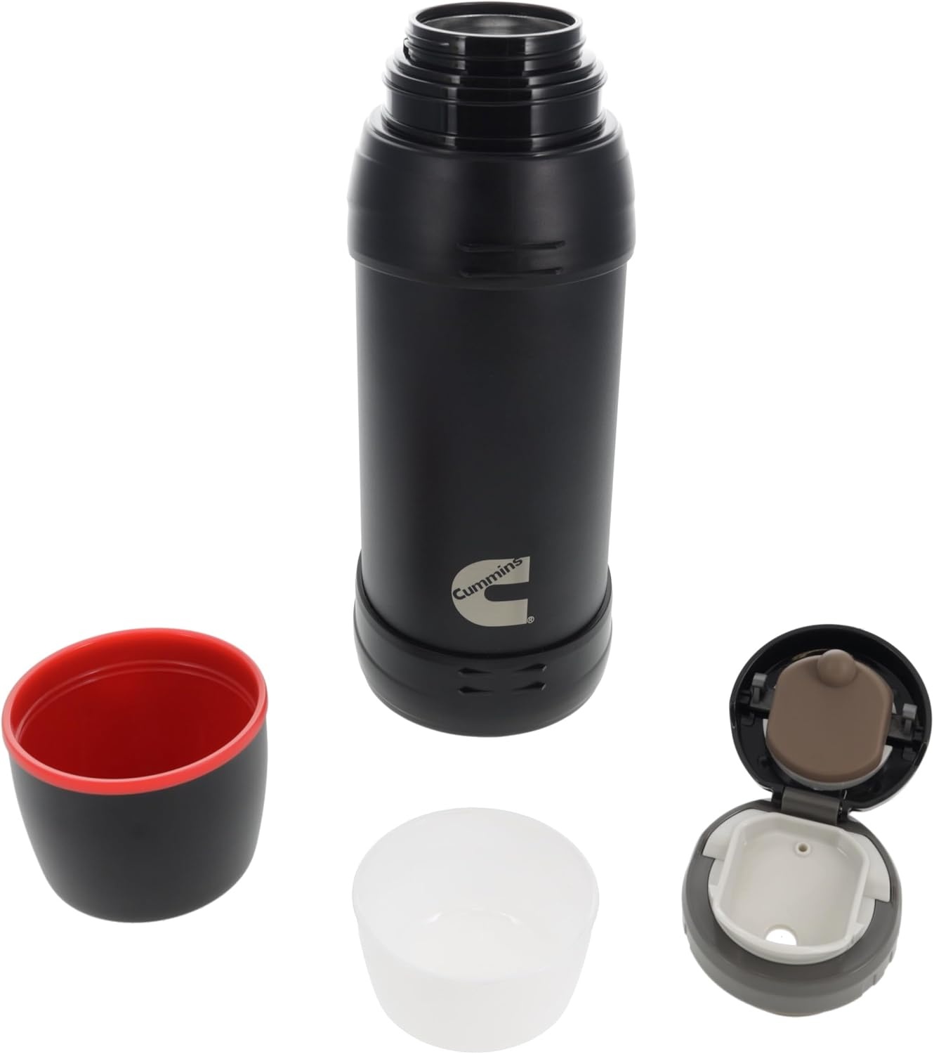 Cummins CMNTHERMOSSS Large 2-Liter Stainless Steel Insulated Water Bottle 67-Ounce Vacuum-Insulated Thermal-Chrome and Red(Black)