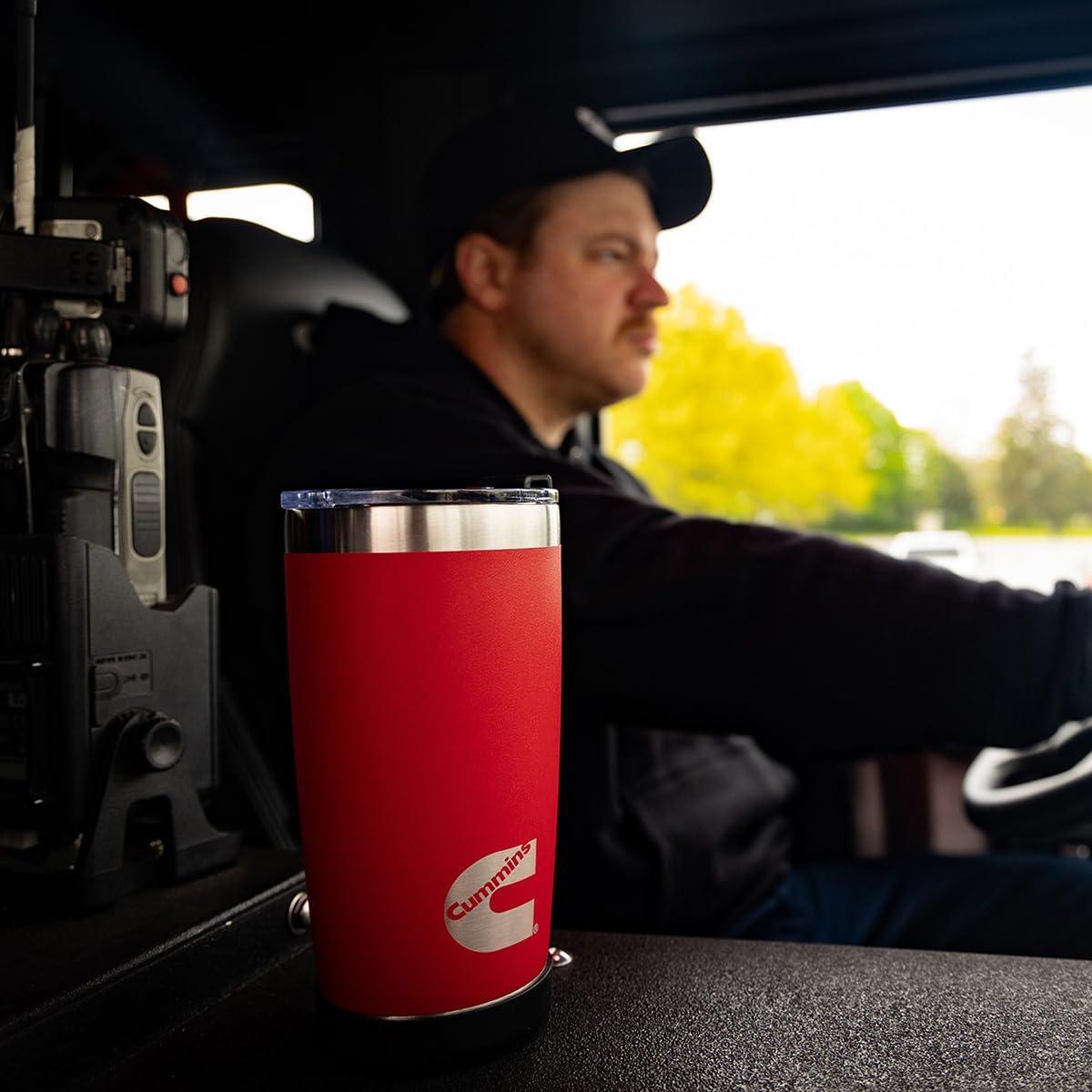 Cummins 20oz Tumbler Stainless Steel Reusable Travel Coffee Mug Double Wall Insulated Thermal Coffee Mug with Snap Seal, Red Matte(Red Matte)