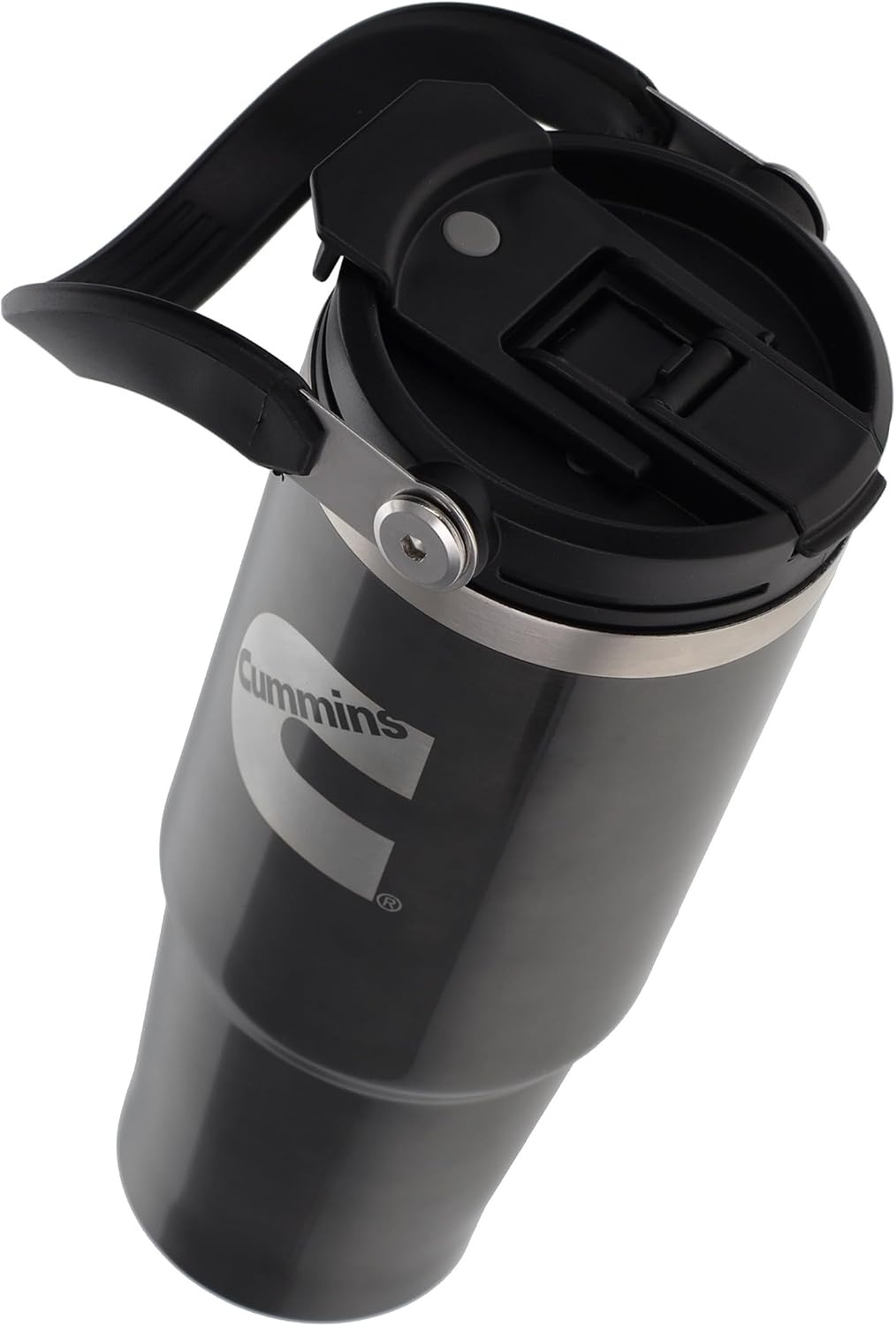 Cummins CMN35402 2 in 1 Tumbler with Flip Lid and Straw 30-Ounce Tumbler with Handle Stainless Steel Travel Mug-Metallic Gray
