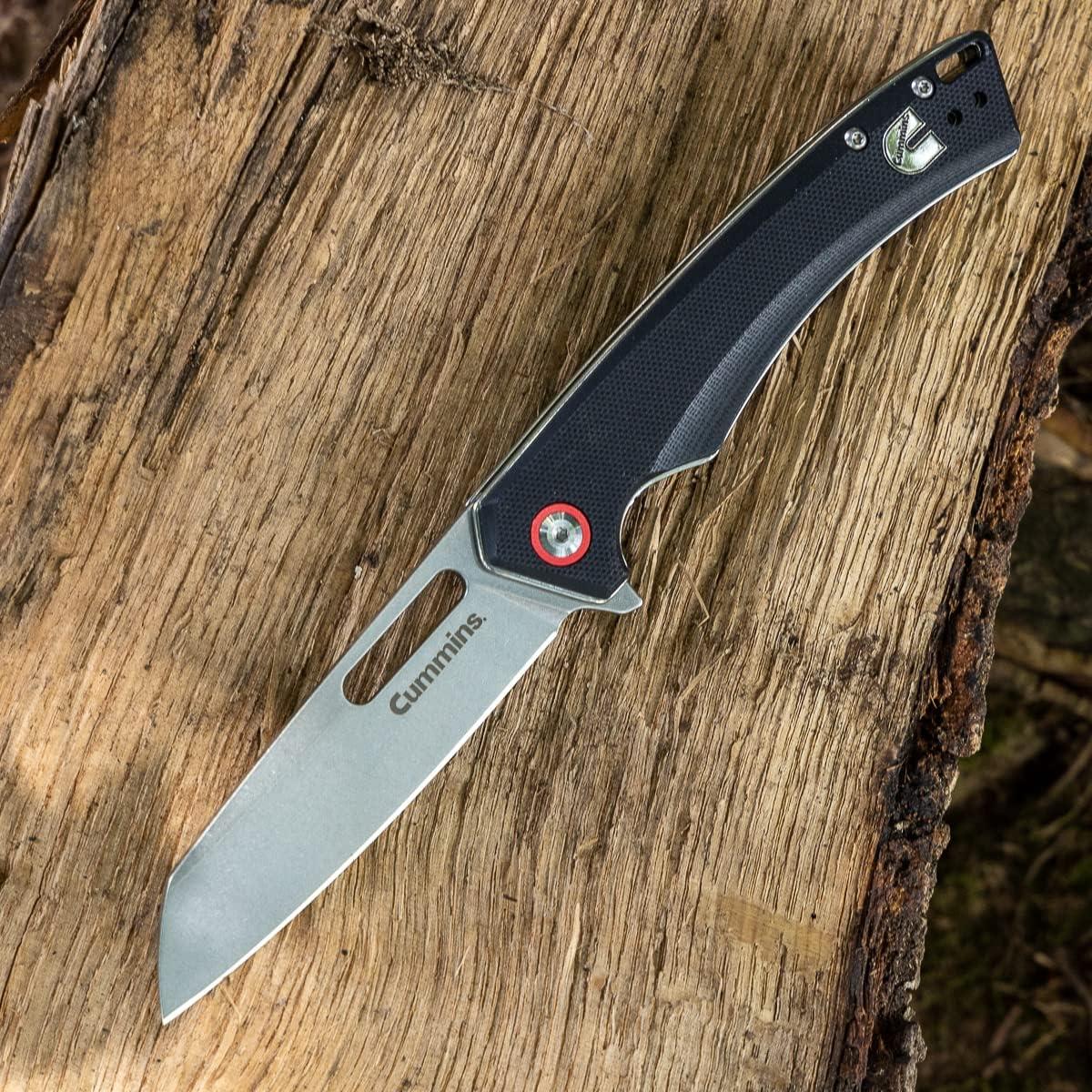 Cummins Pocket Knife 3.5-Inch Blade CMN4725 Hot Shot Liner Lock Tactical Folding Knife High Carbon Steel Ball-Bearing Open Close – Black