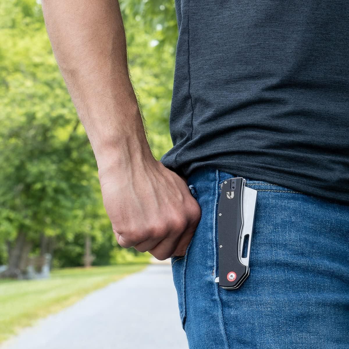 Cummins Cleaver Pocket Knife Folding 3.5-Inch Blade CMN4723 – Folding Knife with Frictionless Ball-Bearing Pivot for Easy Open Close – Black