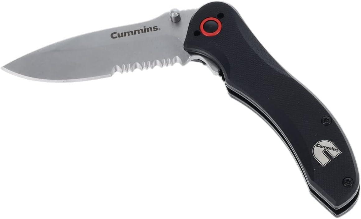Cummins Serrated Blade D2 Steel Pocket Knife 3-inch CMN4726 – Lightweight Folding Knife Survival Tactical EDC- Black