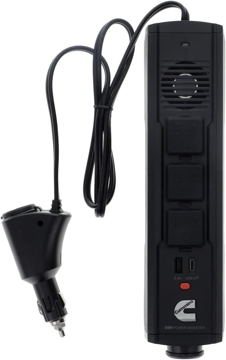Cummins 120 Watt Cupholder Inverter with Dual AC Outlets DC to AC Car Inverter 12v to 110v CMN120C(CMN120S)