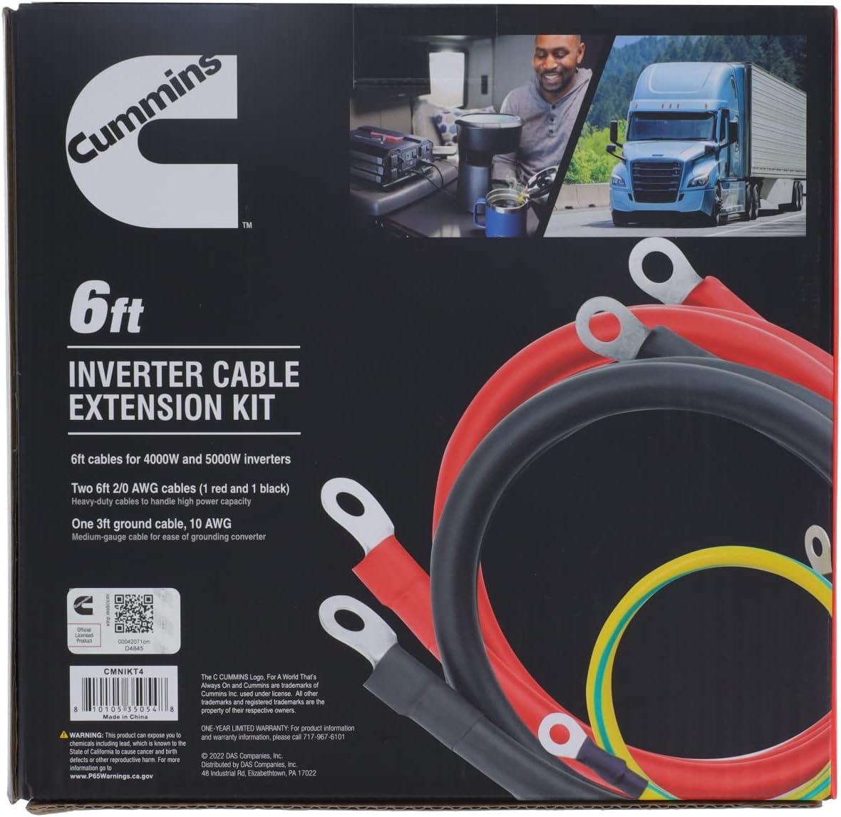 Cummins CMNIKT4 Installation Cable Kit for 4000 Watt and 5000 Watt Inverters 6ft Extension Cables with Ring Terminals