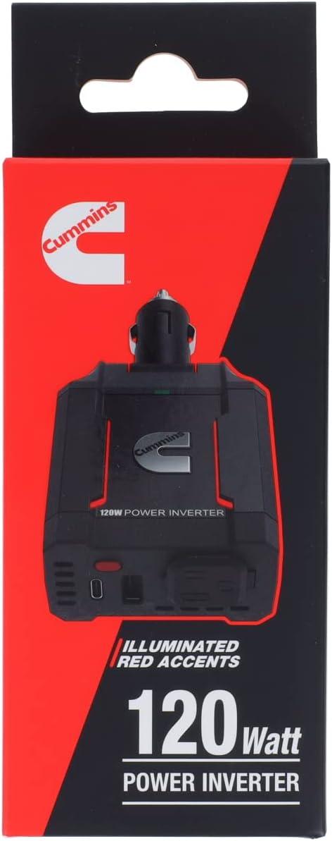 Cummins 120 Watt Cupholder Inverter with Dual AC Outlets DC to AC Car Inverter 12v to 110v CMN120C(CMN120D)