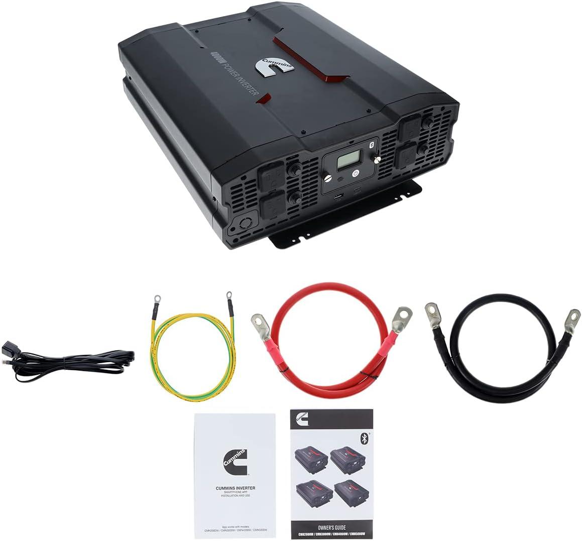 Cummins 3000 Watts Inverter Modified Sine Wave Truck Inverter 12 Volts to 110 Volts Four AC Outlets Two USB Ports (Plus Cable Kit)- CMN3000W – Inverters for Vehicles, Van Life, Camping(4000 Watts)